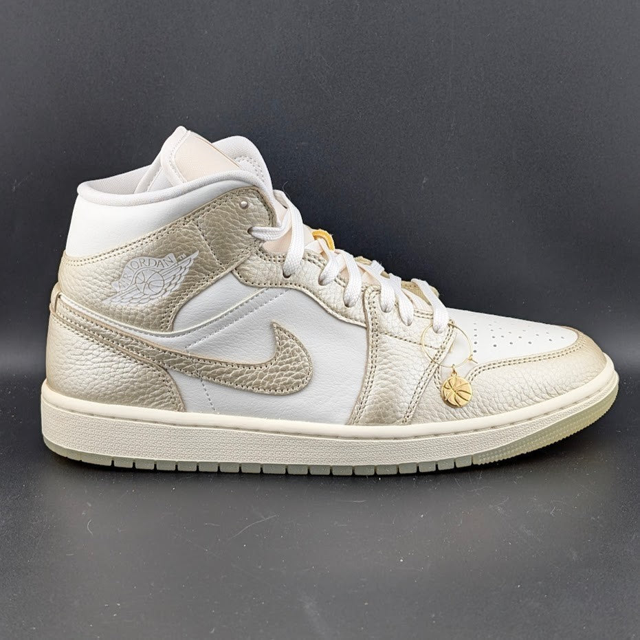 Nike Women's Size 10.5 Air Jordan 1 Mid SE Hoops Gold Pack W Shoes- HV5159-100 Jordan