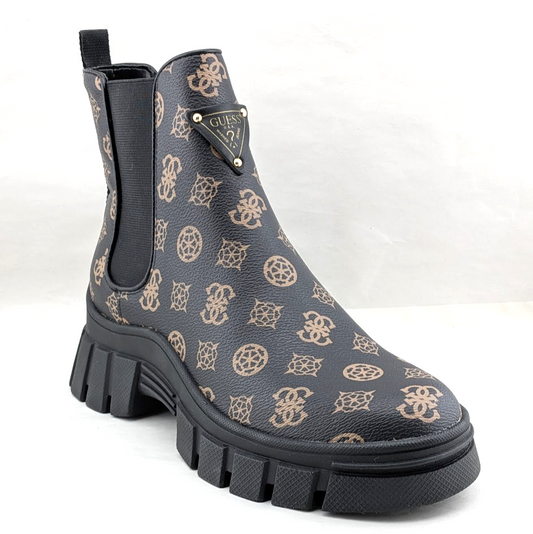 Guess Hestia Women's 8.5M Fashion Platform Lug Sole Chelsea Boot Brown GUESS