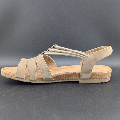 Earth Origins Laney Sandals Womens 7.5 Brown Sedona Sepia Strappy Slingback Flat Earth