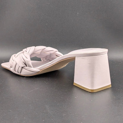Marc Fisher LTD Size 8  Woven Nude Women Leather Flat Slides Sandals Marc Fisher
