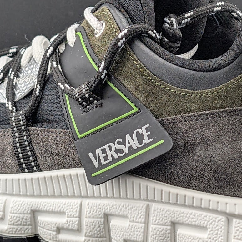Versace Men's Greca Sneakers Gray/Green 13 US (46 EU) IT 1021490 Reg Retail $990 Versace