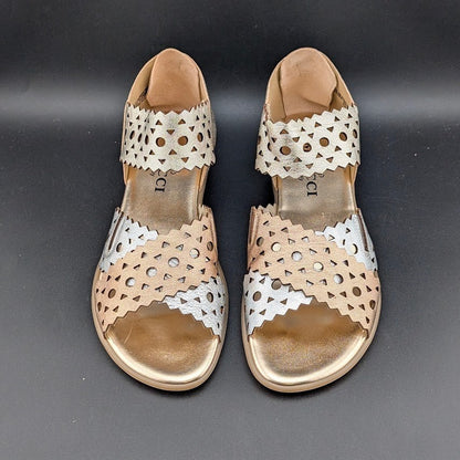 Sesto Meucci Women's Size 6M Elbie Wedge Sandals Platino Multi Faggio  $135 Sesto Meucci