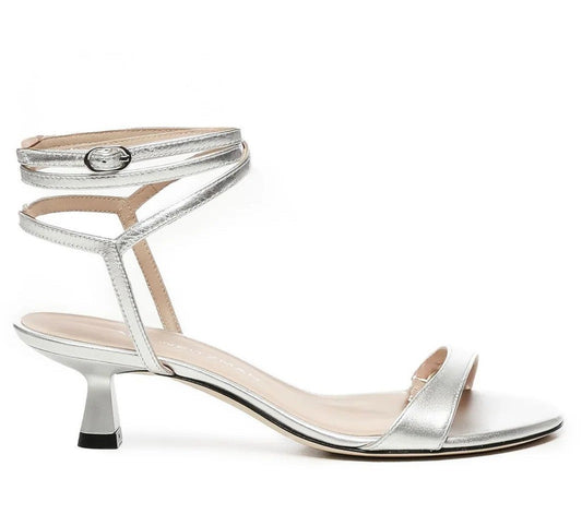 Stuart Weitzman Nudist Wrap 50 Sandals Women's 6 & 6.5 Silver Ankle Strap Stuart Weitzman