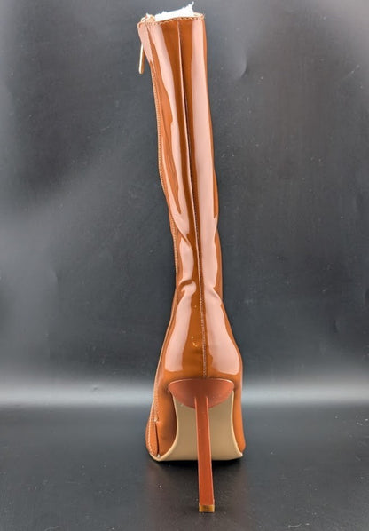 Cape Robbin Luciene Square Toe High Heel Booties Tan or Purple Cape Robbin