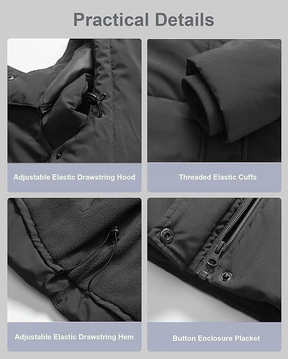 CREATMOUS Women's Plus Size 1X Warm Puffer Jacket WP Fleece Lined Removable Hood Creatmo Us