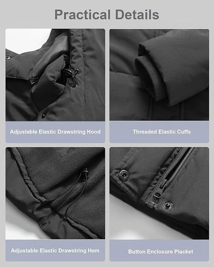 CREATMOUS Women's Plus Size 1X Warm Puffer Jacket WP Fleece Lined Removable Hood Creatmo Us
