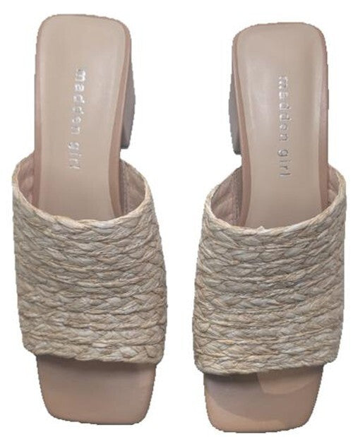 Madden Girl Women's TAZ | Natural Raffia 2.75” Block Heel Sandal | Size 6M Madden Girl