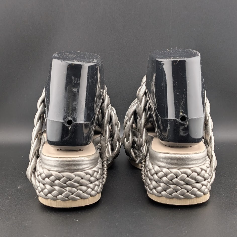 Beach By Matisse Size 7 Braided Silver Rope Voyage Platform Sandals Beach By Matisse