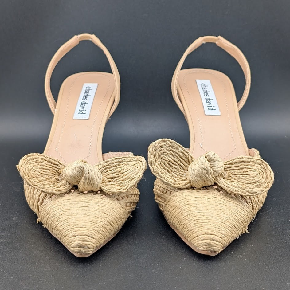 Charles David Allyson Raffia Slingback Pump Heel Shoes Size 8.5 NEW CHARLES DAVID