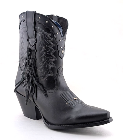 Durango Crush Womens Sz 9.5 Black Leather Tassles Cowboy Western Boots DRD0432 Durango