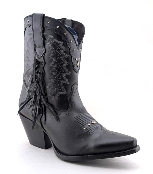 Durango Crush Womens Sz 9.5 Black Leather Tassles Cowboy Western Boots DRD0432 Durango