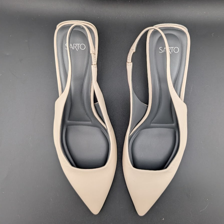 Franco Sarto Women's 9.5 A-Gena Leather Slingback Pointed Toe Pumps Franco Sarto