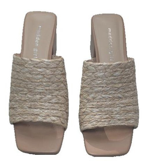 Madden Girl Women's TAZ | Natural Raffia 2.75” Block Heel Sandal | Size 6M Madden Girl