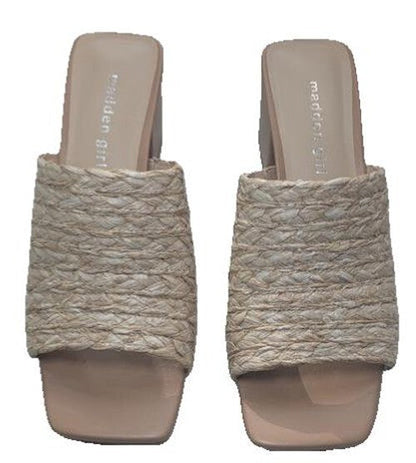 Madden Girl Women's TAZ | Natural Raffia 2.75” Block Heel Sandal | Size 6M Madden Girl