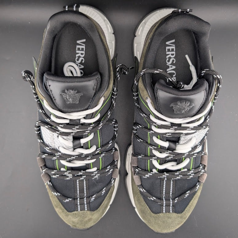 Versace Men's Greca Sneakers Gray/Green 13 US (46 EU) IT 1021490 Reg Retail $990 Versace