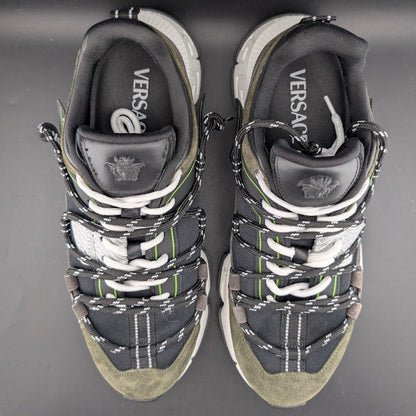 Versace Men's Greca Sneakers Gray/Green 13 US (46 EU) IT 1021490 Reg Retail $990 Versace