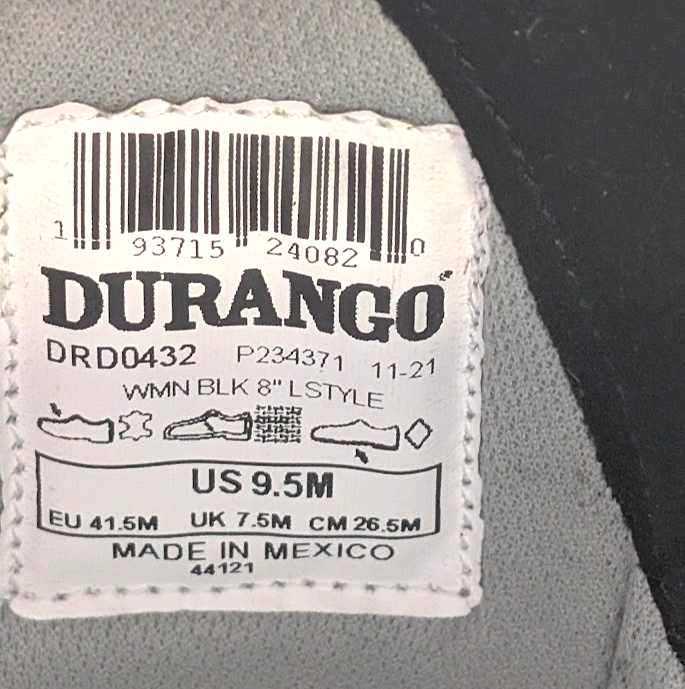 Durango Crush Womens Sz 9.5 Black Leather Tassles Cowboy Western Boots DRD0432 Durango
