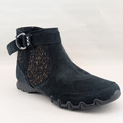 Skechers Womens Size 6  Bikers Lite High-Grade Suede & Sweater Knit Ankle Boot SKECHERS
