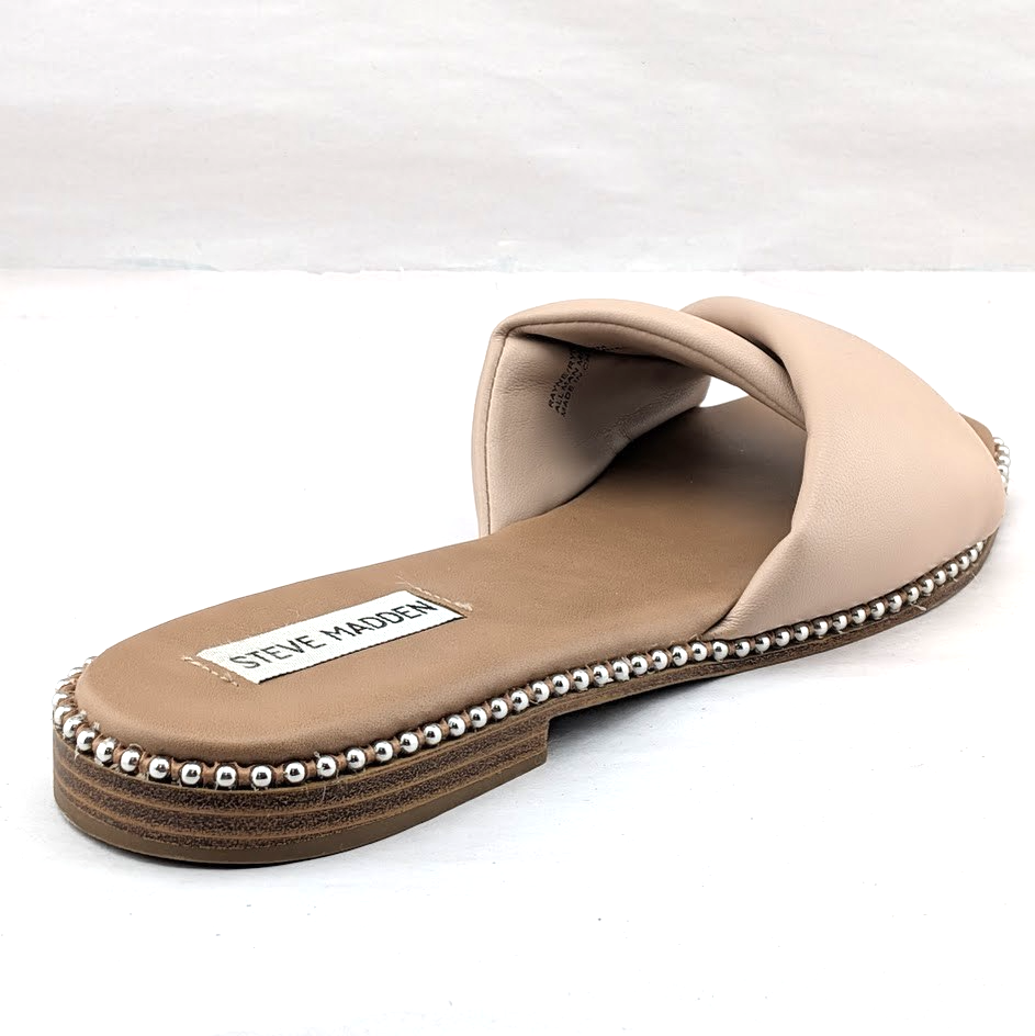 Steve Madden Beige Women’s Size 9 Rayne Studded Flat Sandal Slide Steve Madden