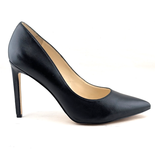 NINE WEST Women's Size 8.5 TATIANA Black Leather Pointed Toe Pump Stiletto Nine West