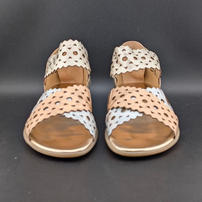 Sesto Meucci Women's Size 6M Elbie Wedge Sandals Platino Multi Faggio  $135 Sesto Meucci