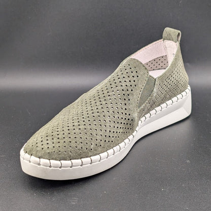 Bernie Mev TW98 Green Leather Twin Gore Slip-Ons  Size EU 37, 39 (US 6.5-7, 8.5) Bernie Mev