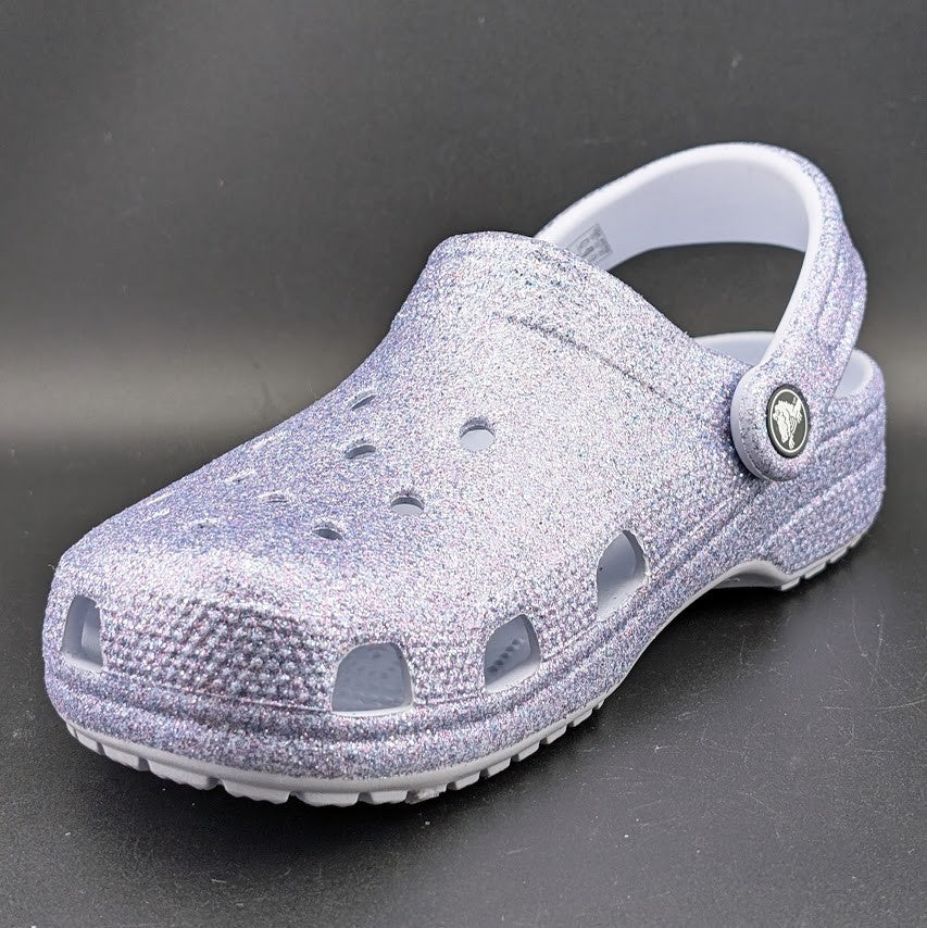 Big Kids' 4Y Classic Chunky Glitter Clog Grape Ice Holds 26 Jibbitz Charms Crocs