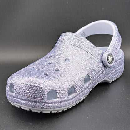 Big Kids' 4Y Classic Chunky Glitter Clog Grape Ice Holds 26 Jibbitz Charms Crocs