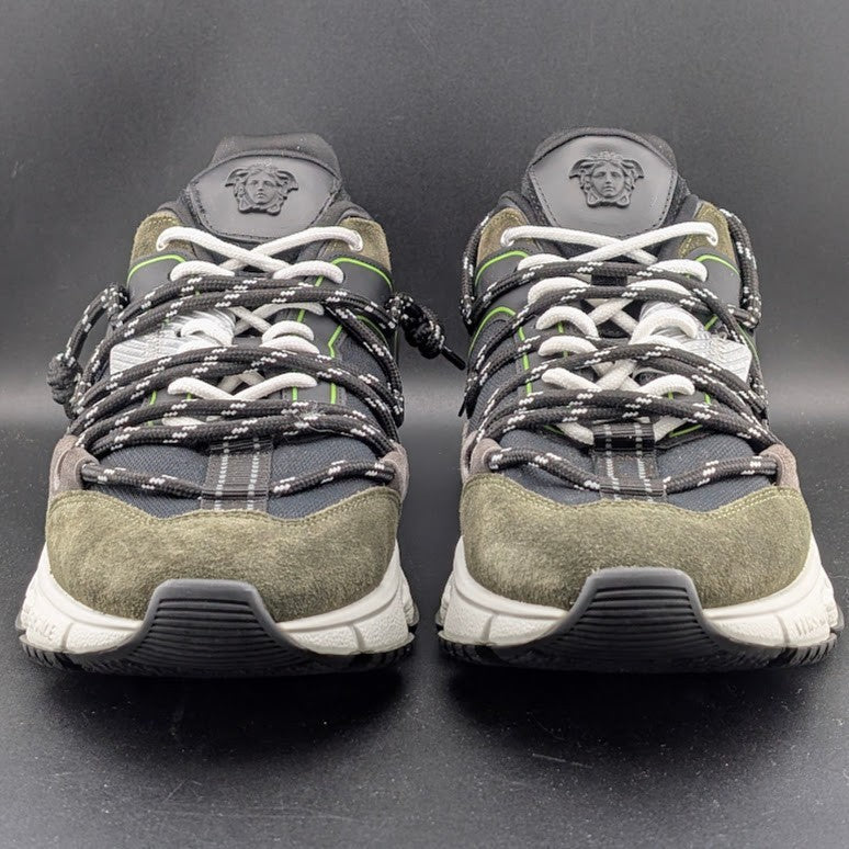 Versace Men's Greca Sneakers Gray/Green 13 US (46 EU) IT 1021490 Reg Retail $990 Versace