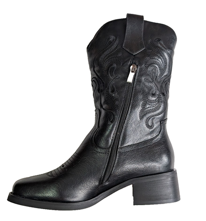 ISNOM Size 7.5 Cowgirl Cowboy Boots for Women, Western with Square Toe, Pull-on ISNOM