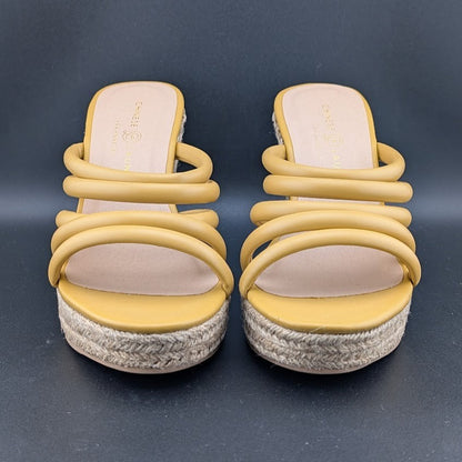 Chinese Laundry Sz 6.5 Eleana Platform Wedge Espadrille Sandals Gold Step In Chinese Laundry