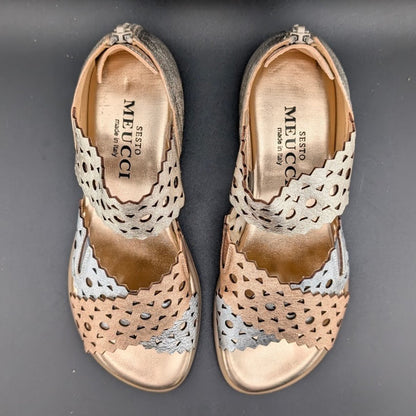 Sesto Meucci Women's Size 6M Elbie Wedge Sandals Platino Multi Faggio  $135 Sesto Meucci