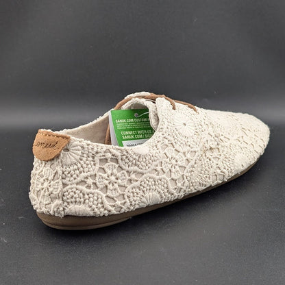 Sanuk Bianca Crochet Lace-Up  Womens White Flat Casuals 1015892-WOTM~MSRP $74.95 Sanuk