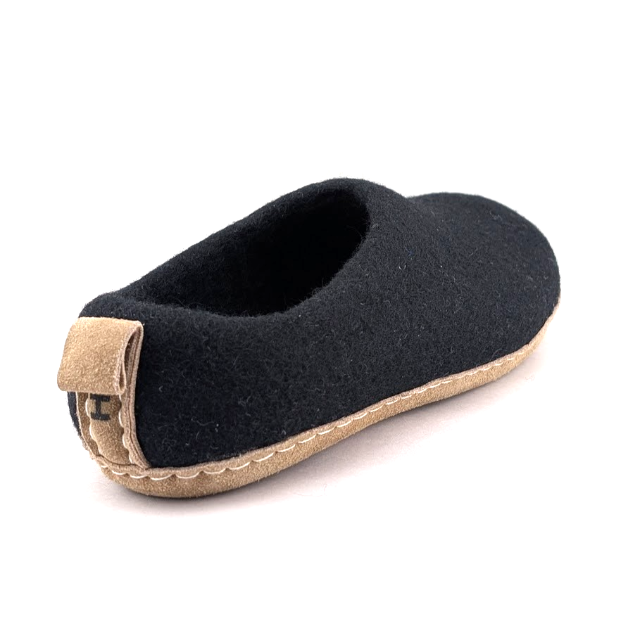 HAUSSIMPLE Indoor Wool Slippers ~ Mens Size 7.5 /  Womens Size 8.5-9*~ Black/Tan HAUSSIMPLE