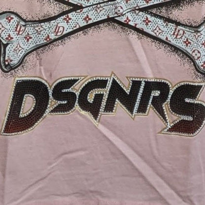 Montfleuri Paris Women's Rhinestone Couture Streetwear T-Shirt Size XL Pink NWT Monteflouri