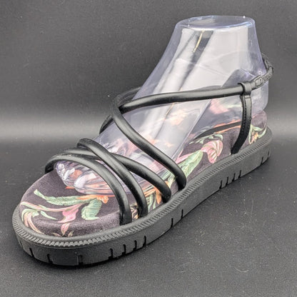 Roxy Women's Size 9 Brooke Strappy Sandals in Black / Island Floral Roxy