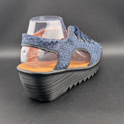 Bernie Mev Marcelo Lace-up Woven Wedge Sandals in Navy Blue Size 10.5-11 (42) Bernie Mev
