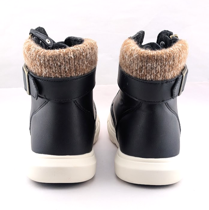 Womens 6.5 Warm Sneaker Boots Sweater Collar Side Zipper PU Leather unbranded