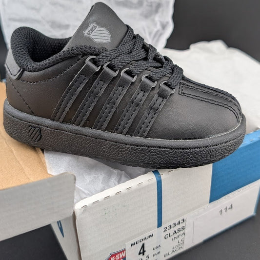 K-Swiss Size 4 Classic VN Low 23343-003-M Black/Black Infant Shoe Toddler Baby K-Swiss
