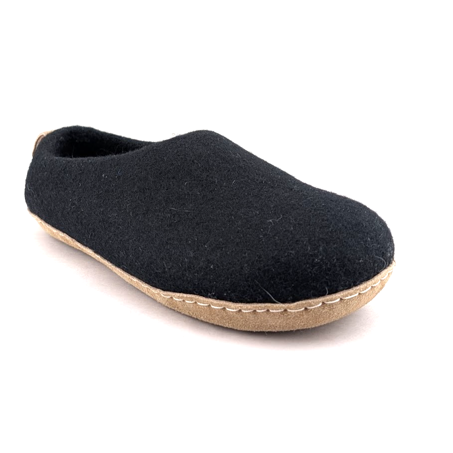 HAUSSIMPLE Indoor Wool Slippers ~ Mens Size 7.5 /  Womens Size 8.5-9*~ Black/Tan HAUSSIMPLE