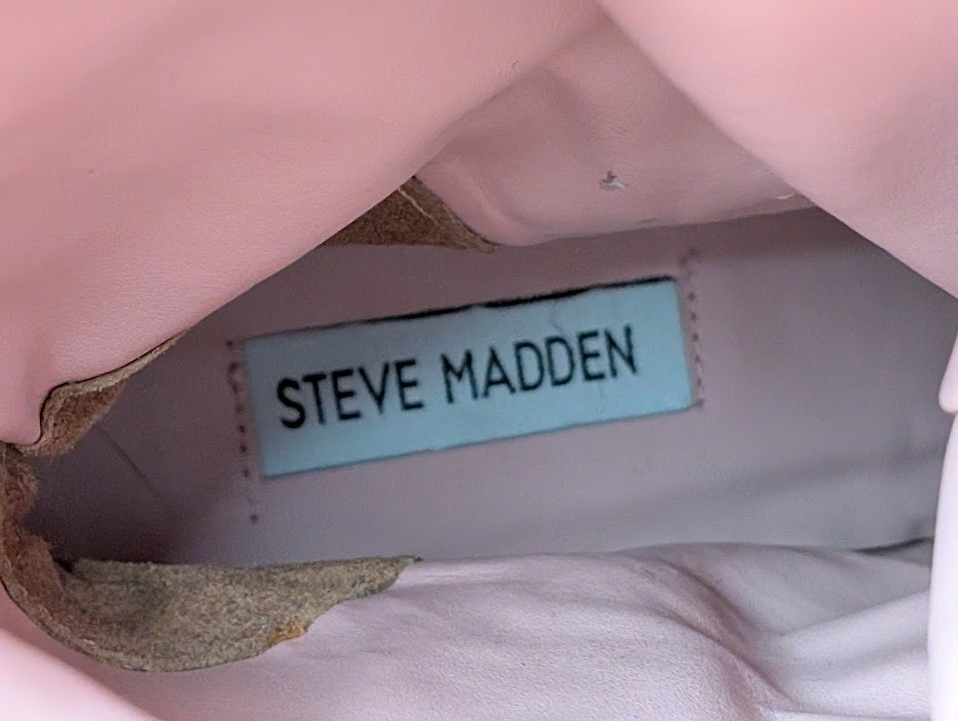 Steve Madden W8.5 West Pink Leather Pull On Pointed Toe Block Heel Western Boot Steve Madden