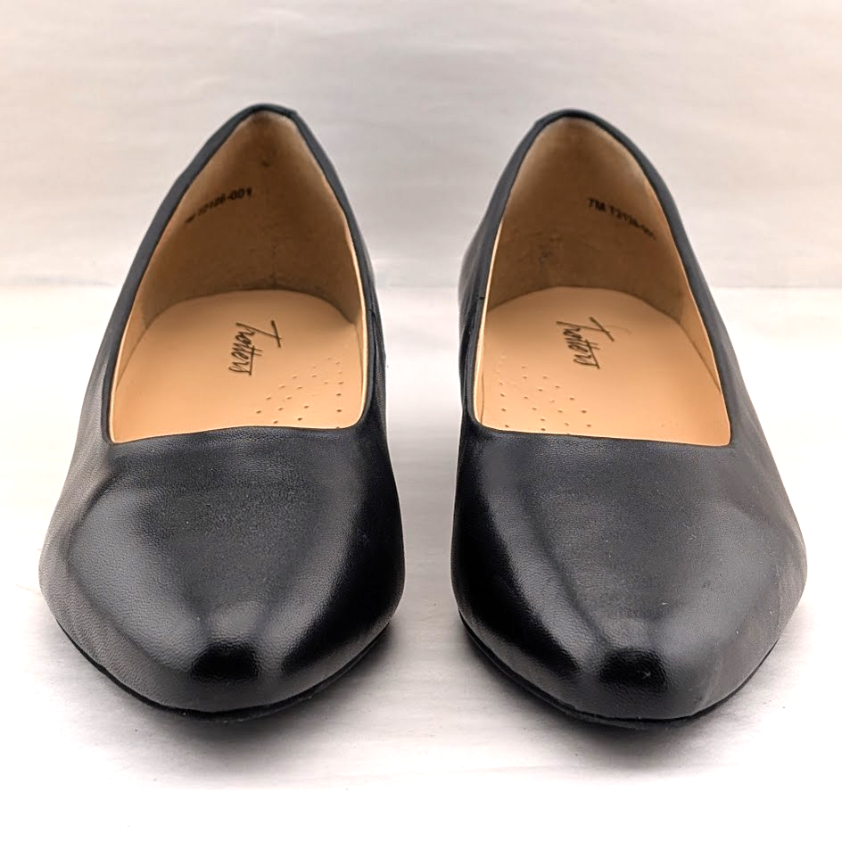 Trotters Jewel Black Leather Block Heel Pumps Women’s Size 7 Med $125 T2126-001 Trotters