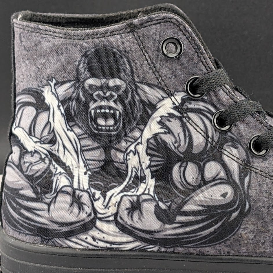 RAAD Shop Angry Gorilla Canvas Hi Tops US Size M9 / W10.5W Unisex RARE RAAD