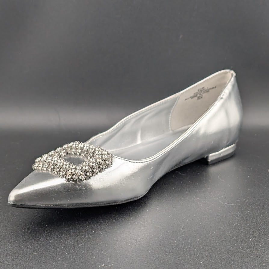 Nine West Size 8.5 Jesikes Rhinestone Medallion Slip-On Pointy Toe Dress Flats Nine West