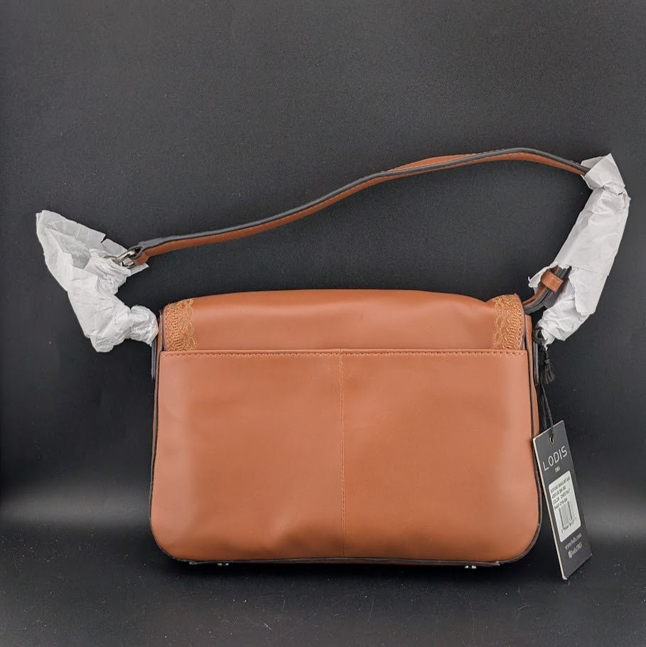 LODIS Bedford Embroidered Leather Bag w/ Two Straps~Chestnut NWT ~MSRP $128 LODIS