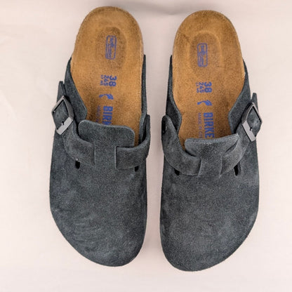 Birkenstock Women's Size 7N / Men's & Kids 5N or EU 38 Boston BS Black Suede Birkenstock