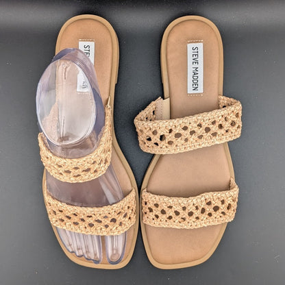 Steve Madden Wo's Size 9  Dutchess Woven Slide Sandals, Natural Steve Madden