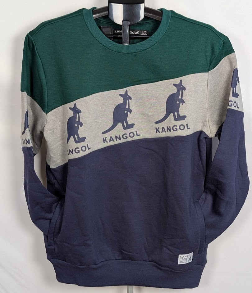 Kangol Men's Color Block Crewneck Pullover Sweatshirt ~Red, White, Black~ Small Kangol