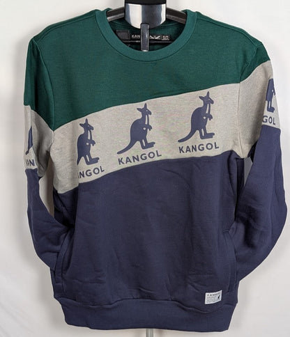 Kangol Men's Color Block Crewneck Pullover Sweatshirt ~Red, White, Black~ Small Kangol