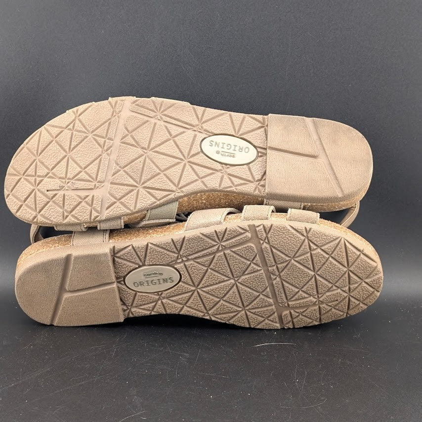 Earth Origins Laney Sandals Womens 7.5 Brown Sedona Sepia Strappy Slingback Flat Earth